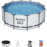 Каркасный бассейн BESTWAY STEEL PRO MAX 366х122см, 10250л + фильтр-насос 2006 л/ч, тент, лестница 56420 BW